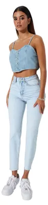 Immagine prodotto di TRENDYOL Donna: Jeans a vita alta, modello "mom jeans", gamba dritta, ideali per tutti i giorni