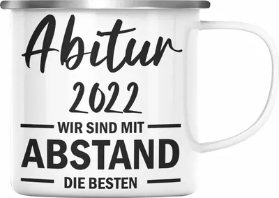 Produktbild von Trendation - Abitur 2022 Bestanden Geschenk Emaille Tasse Mit Abstand Geschenkidee Bestandenes Abi (Silber)