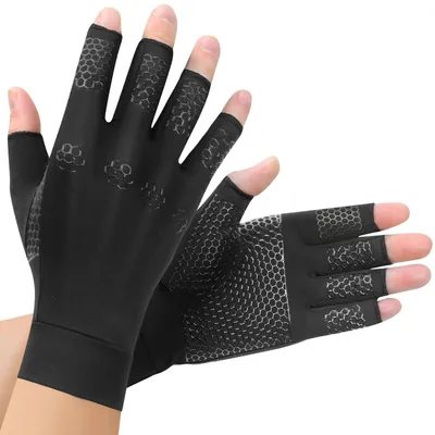 Obrázok produktu pre Kompresné rukavice na artritídu – bez prstov, ergonomické, čierne, veľkosť XL