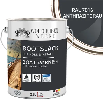Produktbild von Bootslack Parkettlack Schiffslack Holzlack Seidenglänzend für Holz Boot Schiff W400 Anthrazitgrau - 2,5L