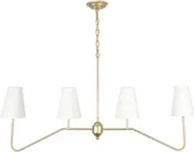 Produktbild von Kronleuchter Simple - Gold Modernes Design Schmaler Weißer Lampenschirm Elegante Pendelleuchte Hängeleuchte Stilvolles Hochwertige