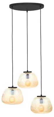 Immagine prodotto di Lampada a sospensione BRILLIANT, 3 luci, modello Kaizen, colore marrone, grado di protezione IP20, attacco E27, 40 Watt, dimmerabile, adatta per lampadine standard