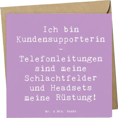 Produktbild von Mr. & Mrs. Panda Klappkarte Spruch Kundensupporterin Heldin - Lavendeltraum - Geschenk, Berufe, personalisierte Geschenke, Glückwunschkarte, Grußkarte, doppelkarte, Beruf