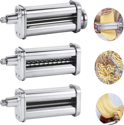 Produktbild von Pasta Maker Aufsatz 3-in-1 Pasta Roller Cutter Teile Nudeln Pressmaschine Kompatibel mit KitchenAid Standmixern fuer Pasta Sheet Spaghetti Fettuccini