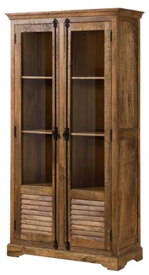 Produktbild von MASSIVMOEBEL24.DE Vitrine Mango 100x45x190 dunkelbraun geölt RODEZ #152