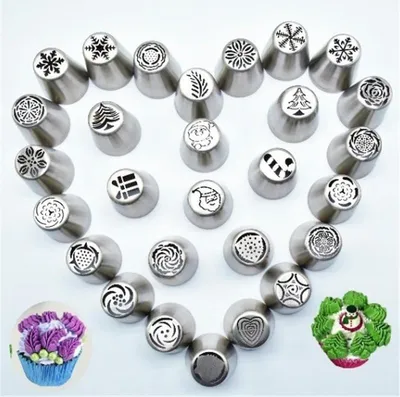 Obrázok produktu pre Nerezová oceľ Vianočný stromček Ruská tryska Piping Tips Cukrárenské trysky Svadobné nástroje na zdobenie tort