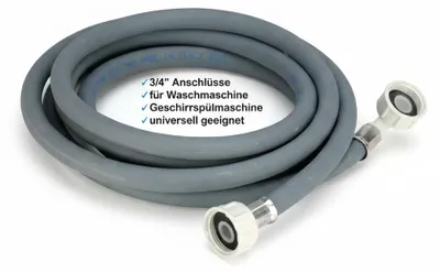 Immagine prodotto di Tubo di ingresso lavatrice lavastoviglie 3/4 pollici angolare/diritto incl. guarnizione Tubo di ingresso acqua utilizzabile universalmente Produttore indipendente in plastica robusta (2m)