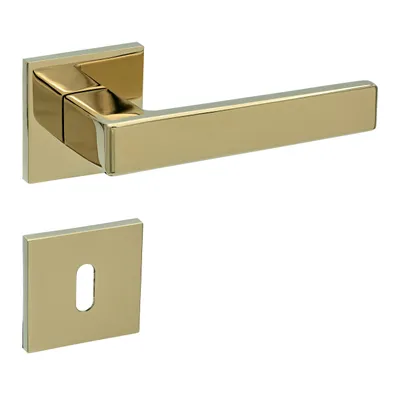 Produktbild von Türgriffe Set BB Buntbart Türklinken für Innentüren in glanz Gold Optik Drückergarnitur für Zimmertür mit eckiger Rosettengarnitur aus Zink Gavroche