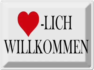 Produktbild von vianmo Blechschild 30x40 cm Herzlich Willkommen Dekoration Spruch Zitat