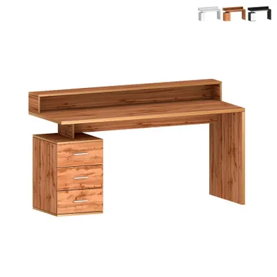 Produktbild von Büroschreibtisch 160x60x90cm, 3 Schubladen mit Aufsatz, New Selina S Plus - Eiche