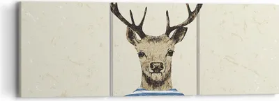 Produktbild von Bild auf Leinwand - Leinwandbild - 3 Teile - Hipster Anthropomorphismus Hirsch - 90x30cm - Wand Bild - Wanddeko - Wandbilder - Leinwanddruck - Bilder - Wanddekoration - Leinwand bilder - CA90x30-4227