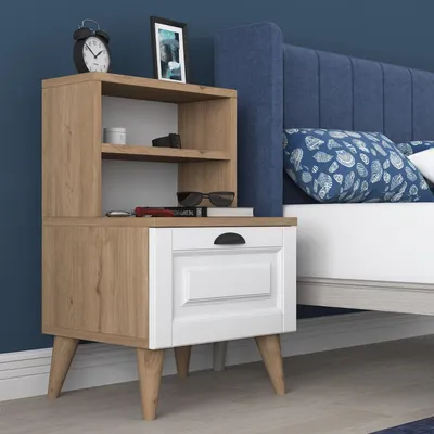 Immagine prodotto di Salassa - Comodino, 45x40x74h cm Marrone Rovere, un Cassetto