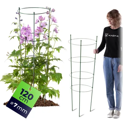 Produktbild von KADAX Rankhilfe für Pflanzen, 120 cm, 1 Stück, Pflanzenstütze aus Stahl, Blumenstütze, Pflanzenhalter, Rankgitter für Kletterpflanzen im Garten oder Blumentopf, Rankturm für Tomaten