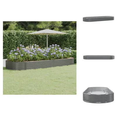 Produktbild von vidaXL Hochbeet Pulverbeschichteter Stahl 373x140x36 cm Grau - Blumentöpfe & Pflanzgefäße