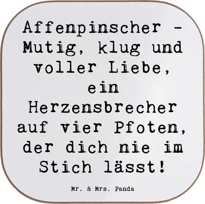 Produktbild von Mr. & Mrs. Panda Untersetzer für Gläser Spruch Affenpinscher Liebe - Weiß - Geschenk, lebhaft, Tischuntersetzer, Tassenuntersetzer, Hunderassen Beschreibung, Hund, mutig