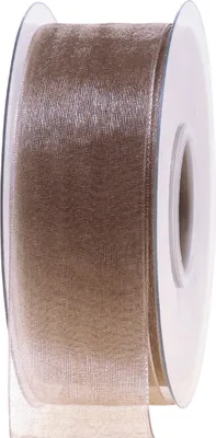 Produktbild von Organzaband Taupe Geschenkband 40mm x 50m Dekoband Beige