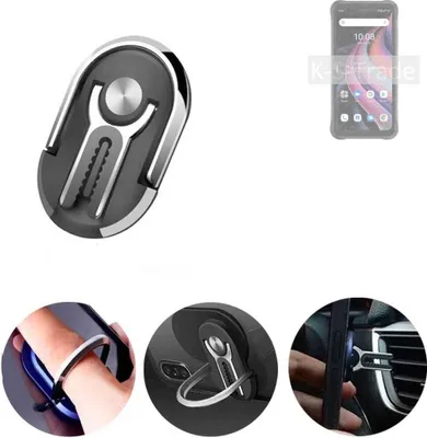 Produktbild von K-S-Trade 3in1 Smartphone-Ring Handy-Ring kompatibel mit UMIDIGI Bison GT2 Pro Fingerhalterung  Handyring Tischständer Lüftungsgitter-Halterung