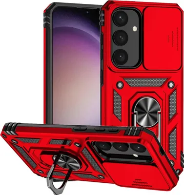 Produktbild von Samsung Galaxy S25 Hülle - Coverup Armor Ring Ständer Back Cover mit Kamera Schutz - Rot