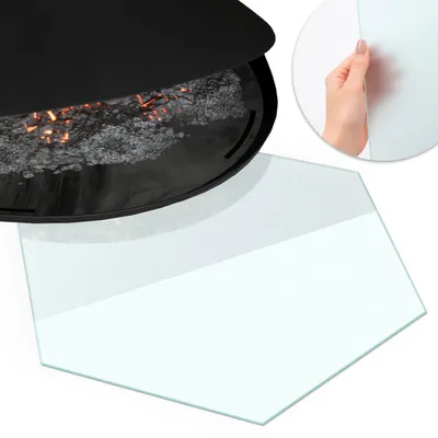 Produktbild von Halbrunde Glasbodenplatte für Kaminofen 40 cm – Milchglas-Optik – Dunkelgraphit – Funkenschutzplatte – Hitzeschutzplatte – ESG Sicherheitsglas – Kaminplatte Glas – Bodenschutz aus Glas