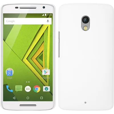 Produktbild von PhoneNatic Case kompatibel mit Motorola Moto X Play - Hülle weiß gummiert Hard-case + 2 Schutzfolien