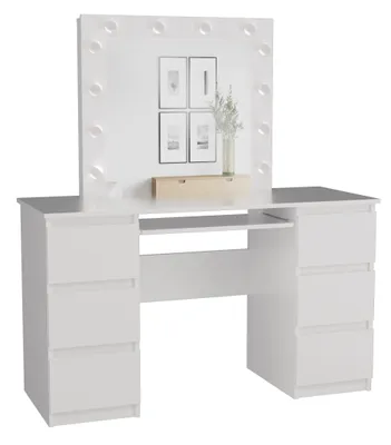 Zdjęcie produktu dla Topeshop Z.KUBA MARINA L BIEL, Biały, Płyta wiórowa, 6 szuf., 1300 mm, 510 mm, 1460 mm
