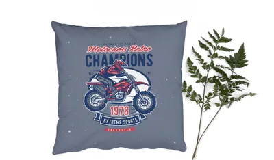 Produktbild von MuchoWow® Zierkissen Sofakissen Wohnzimmer Dekokissen 40x40 cm Mancave - Sport - Motocross - Retro - Foto Kissen - Schlafzimmer Dekoration