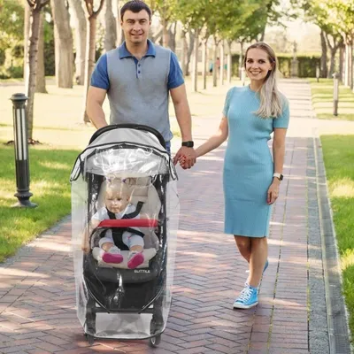 Produktbild von Regenabdeckung für Kinderwagen - Winddicht, wasserdicht, sonnenschutzfähig, staubdicht, schneesicher - Duurzame, geruchsfreie Kinderwagenabdeckung - Einfache Installation