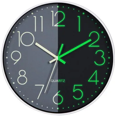 Immagine prodotto di Orologio da parete luminoso da 30 cm, a batteria, silenzioso, moderno
