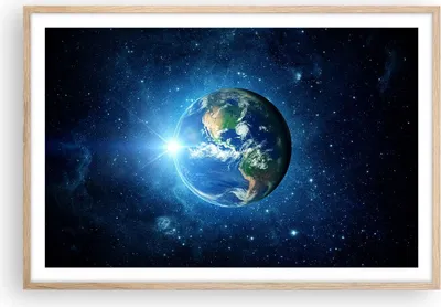 Produktbild von Gerahmtes Poster - Rahmen in heller Eiche - Erde Universum Sterne Galaxie - 91,5x61 cm - Wand Bild - Wanddeko - Wandbilder - Wandposter - Bilderrahmen - Bilder - Kunstdruck - Wandbild P2NAA91x61-2943