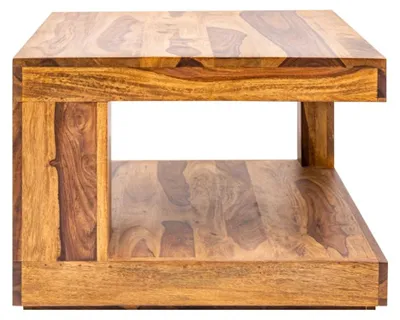 Image de Table basse GRADI 60 cm en bois massif de Sheesham – Table basse carrée avec espace de rangement
