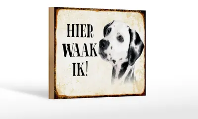 Produktbild von Holzschild Spruch 18x12 cm holländisch Hier Waak ik Dalmatiner Dekoration
