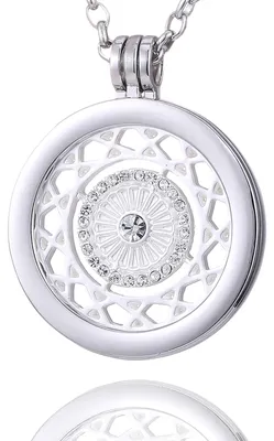Produktbild von Morella® Damen Halskette 70 cm Edelstahl und Anhänger mit Coin Ornament mit Zirkoniasteinen silber im Schmuckbeutel