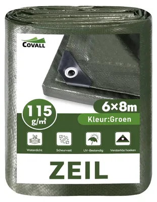 Immagine prodotto di Telo coprienti 6x8 metri, 115 g/m², verde, con occhielli metallici