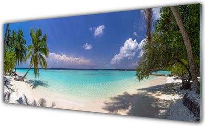Acrylglasbilder 125x50 Wandbild Druck Meer Strand Palmen Landschaft