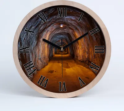 Produktbild von Holzuhr 25fi cm wanduhr - schwarze Spitzen - U-Bahn-Tunnel
