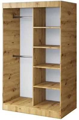 Zdjęcie produktu dla Otwarta Szafa– 120 x 200 cm –Dąb Artisan – Szafa otwarta TROY – z 4 półkami i 2 drążkami
