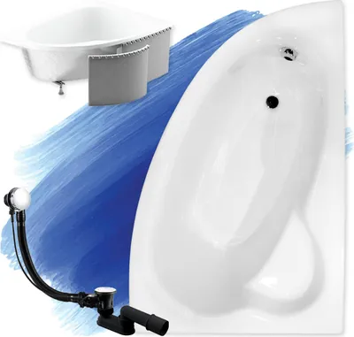Produktbild von BADLAND Eckbadewanne Badewanne Natalia RECHTS 150x100 mit Ablaufgarnitur, Füßen und Styroporverkleidung GRATIS