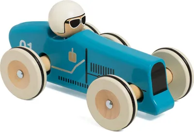 Productafbeelding van Classic World houten raceauto Montlhery, speelgoedauto, blauw