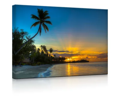Produktbild von lightbox multicolor | Bilder mit LED Hintergrundbeleuchtung | Palmen am Strand | 80x60 cm | fully lighted