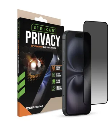 Produktbild von Striker Xtreme Impact Privacy iPhone 14 Pro Panzerglas Gehärtetes Glas Displayschutz Privacy - Hüllenfreundlich - Schwarz