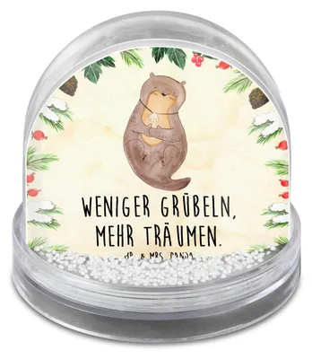 Produktbild von Mr. & Mrs. Panda Schüttelkugel Otter Muschel - Naturpapier - Geschenk, Seeotter, Optimistisch, Positiv, Weihnachts Schneekugel, Winter-Schneekugel, schnee kugel, Träumen