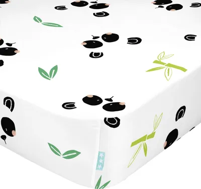 Image de Panda garden drap housse lit enfant 60x120x14 cm (lit enfant) 100% coton Fabriqué en Europe