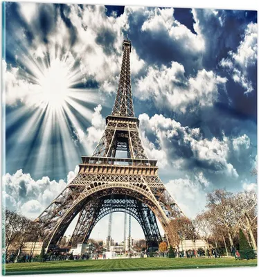 Produktbild von Bilder auf glas - Architektur gebäude stadt eiffel - 30x30cm - Glasbilder - Wandbilder - Kunstdruck - zum Aufhängen bereit - Wanddekoration aus Glas - Glas Bilder - Wandbild auf Glas - GAC30x30-2435