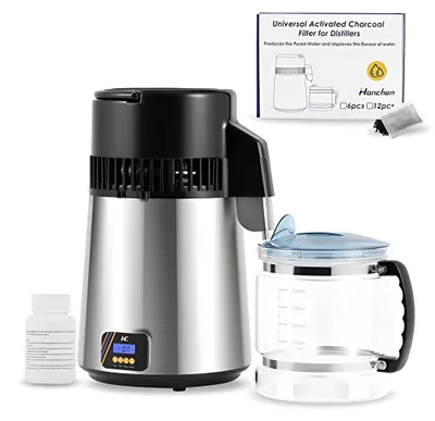 Produktbild von : Hanchen-Wasserdestilliergerät, 1 l/h, 750 W, Edelstahl, Glaskanne