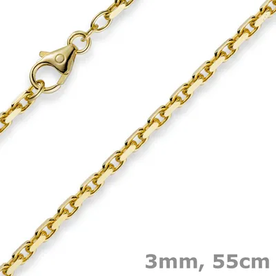 Produktbild von 3mm Kette Collier Ankerkette aus 750 Gold Gelbgold 55cm Uni Goldkette