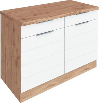 Produktbild von Held Möbel Auszugunterschrank Florenz BxTxH 120 x 60 x 82 cm weiß matt zerlegt Anschlag reversibel 463.1.6291