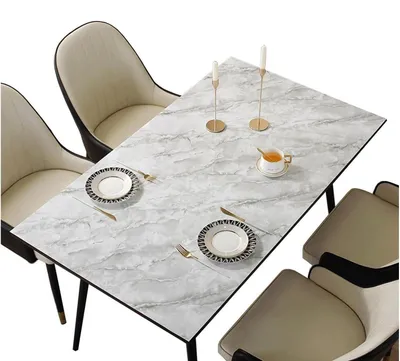 Produktbild von PVC Tischdecke Marmoroptik Weiß 40 x 120 cm Wasserdicht