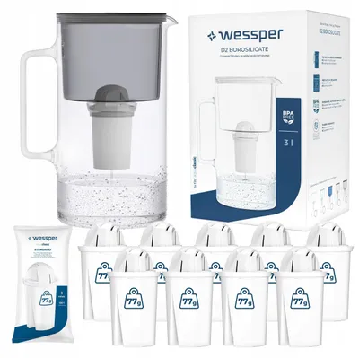 Szklany dzbanek Wessper D2 Borosilicate 3 l z 10 filtrami AquaClassic
