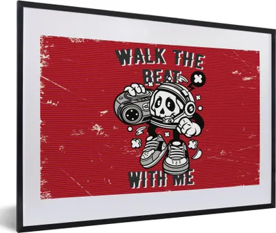 Produktbild von MuchoWow® MuchoWow® Gerahmtes Poster Radio - Totenkopf - Vintage 60x40 cm - Poster mit zchwarzem Bilderrahmen - Schlafzimmer - Plakat in Rahmen - Drucken