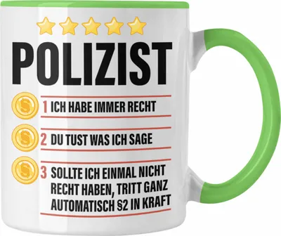 Produktbild von Trendation - Polizist Geschenk Tasse mit Spruch Geschenke Polizei Männer Lustig (Grün)